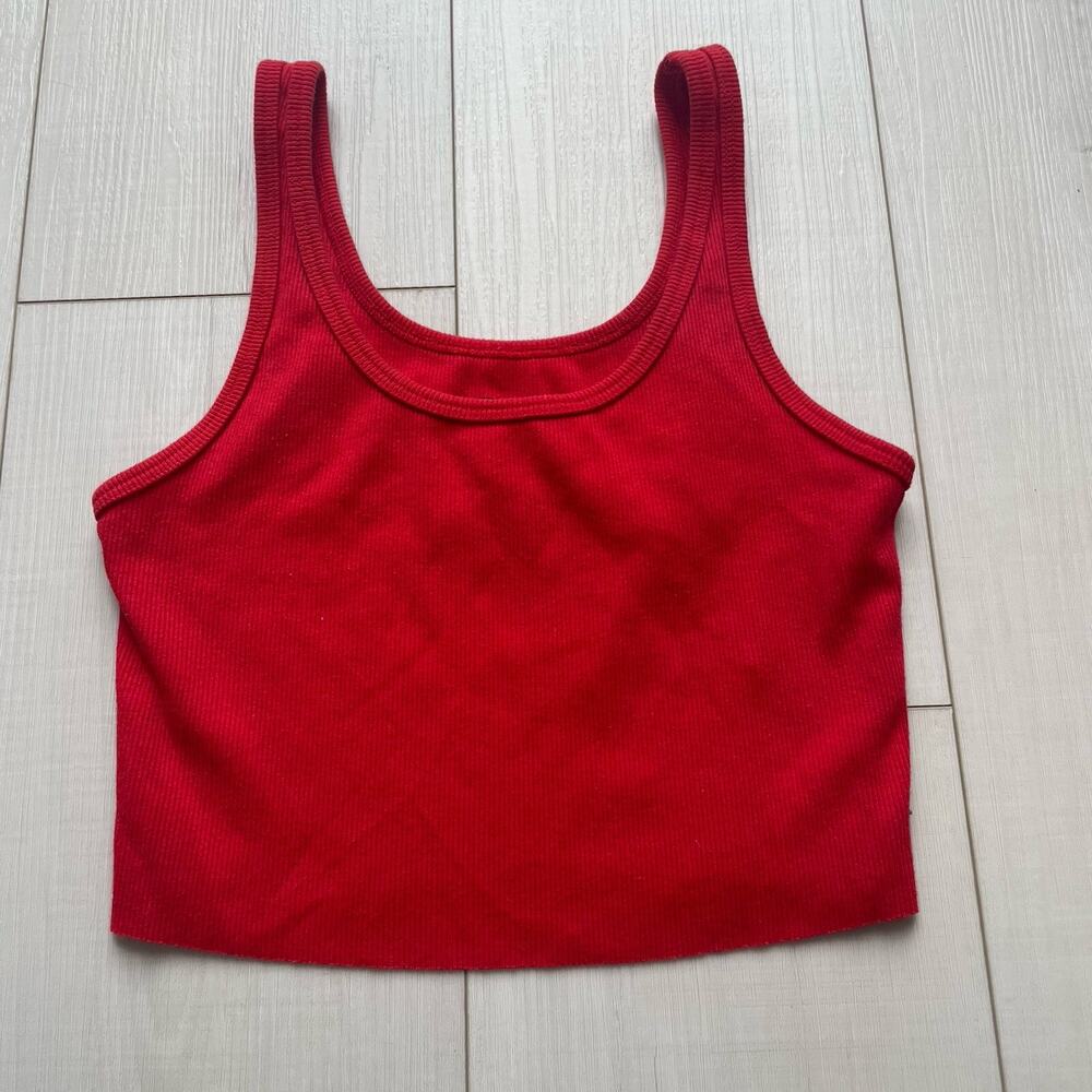 Wild Fable Juniors Red Ribbed Striped Crop Top XS